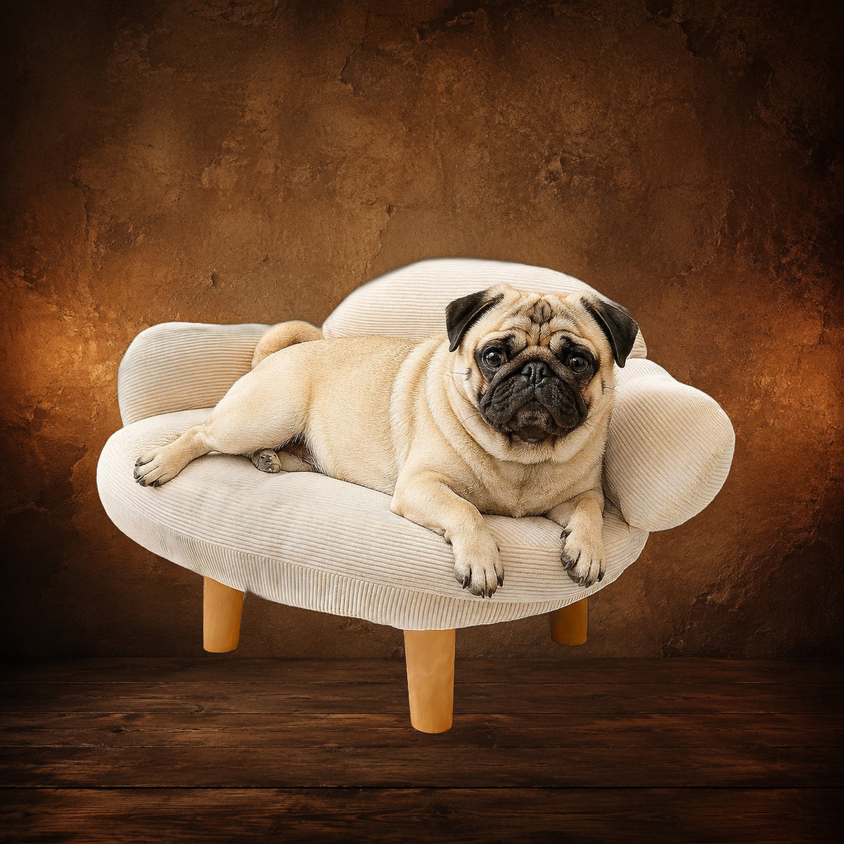 The Velvet Salon Sofa on an antique Pate’s Pugorium backdrop
