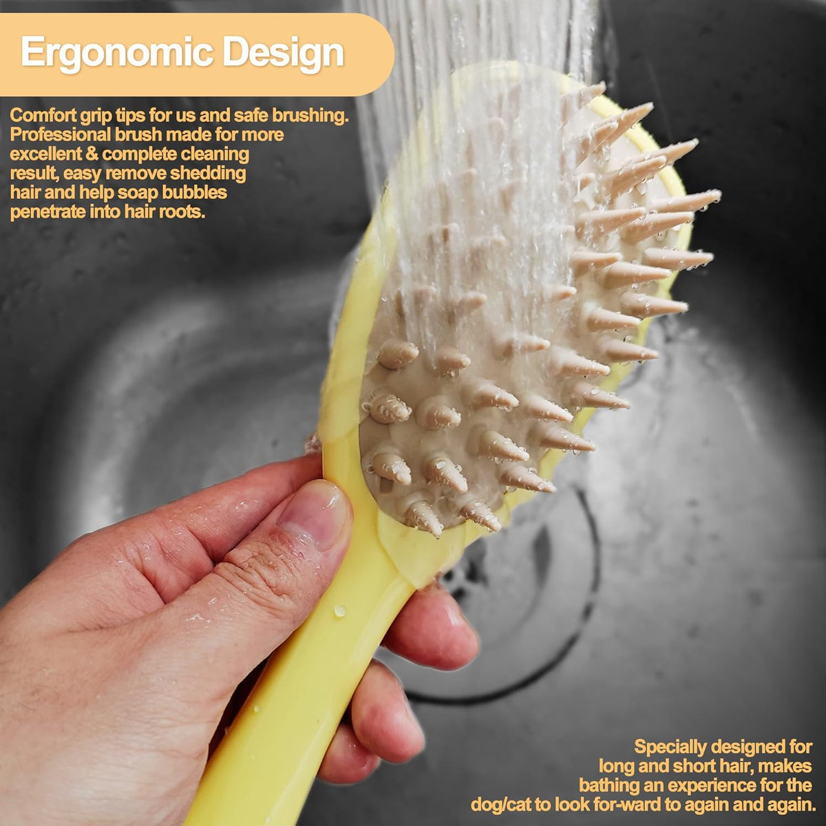 Silicone Pet Shampoo Brush with Handle