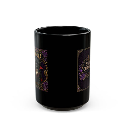 Pugula — Purple Stay Curious Black Mug, 15oz product view