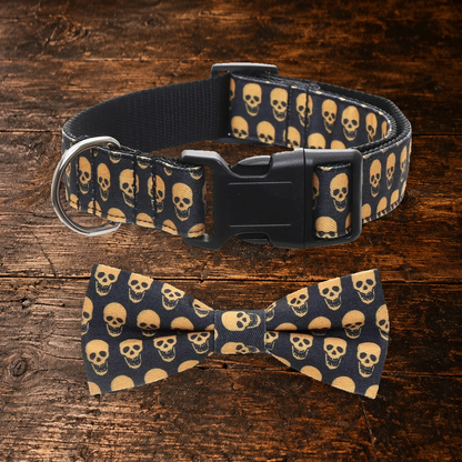 Lamphyface Halloween Dog Collar with Bow Tie