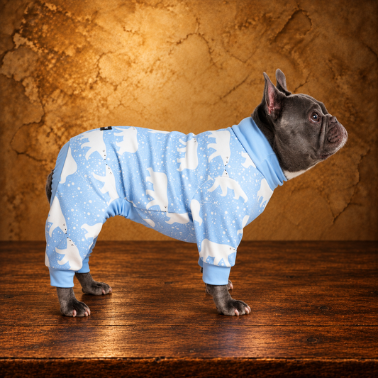 Snowy Polar Bear Dog Pajamas — antique display