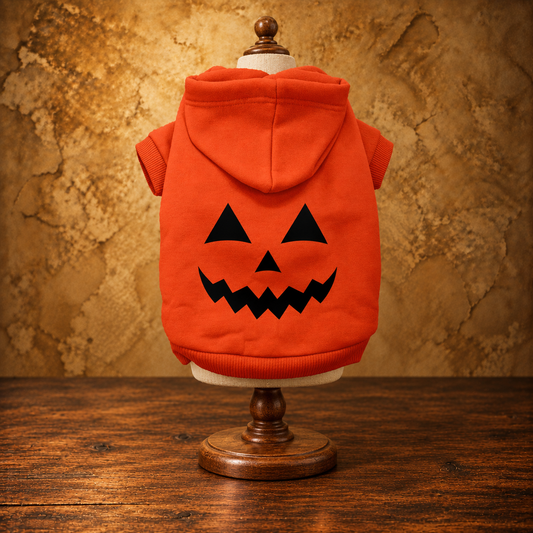 His Pumpkin Face Pet Hoodie — antique display