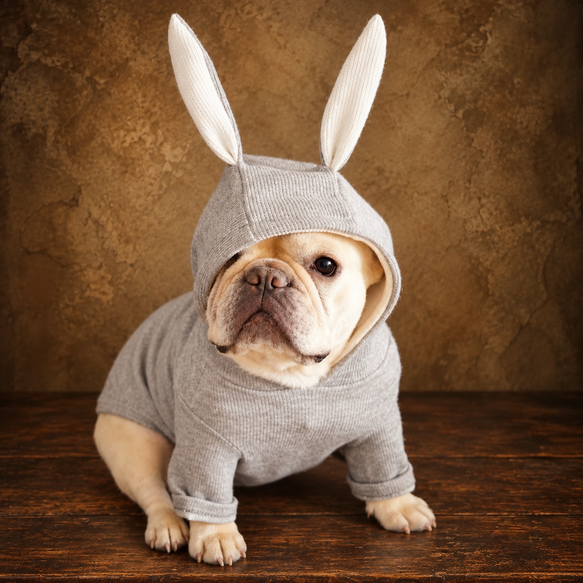 Rabbit Ear Knitted Dog Sweater — antique display