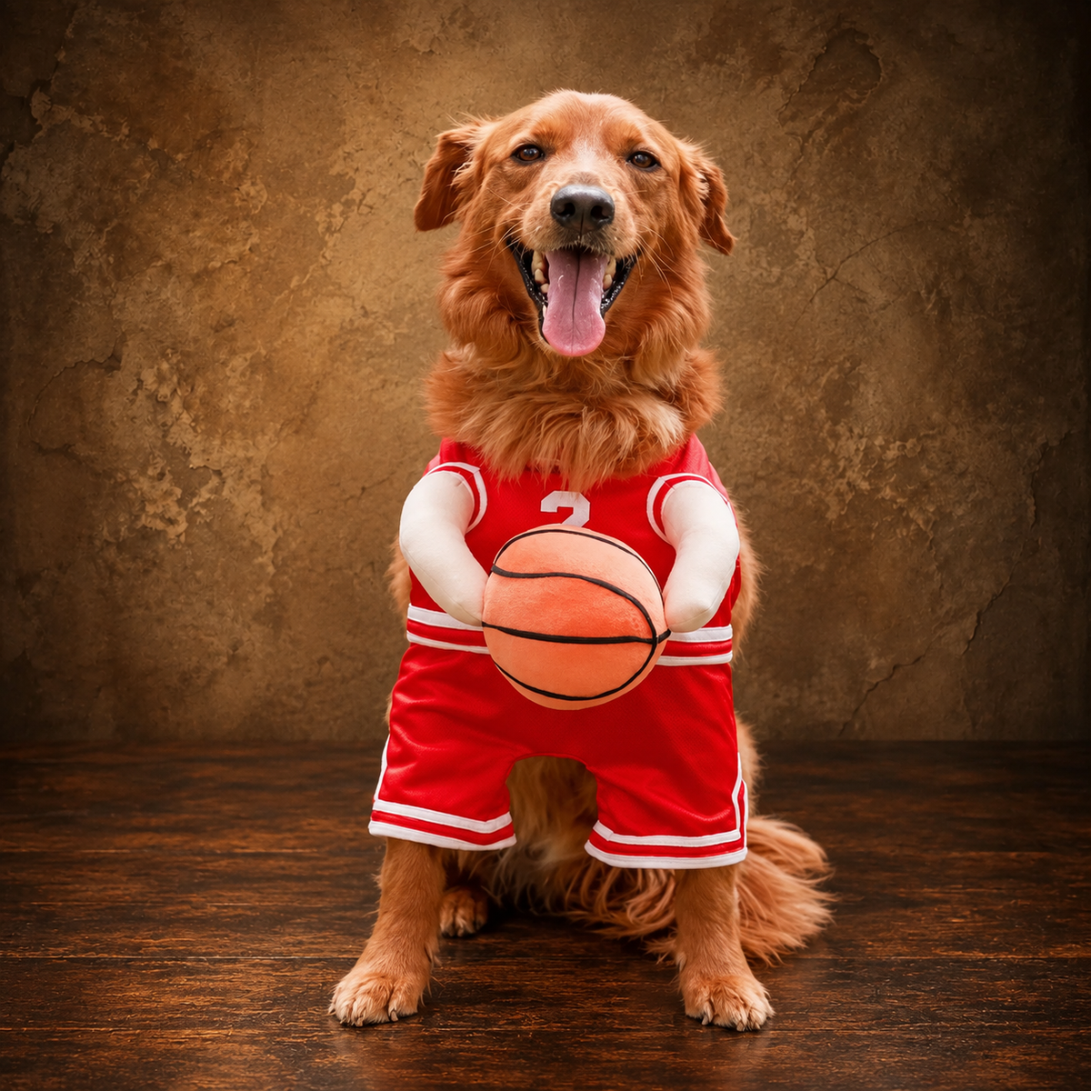 Basketball Dog Costume with Ball — antique display