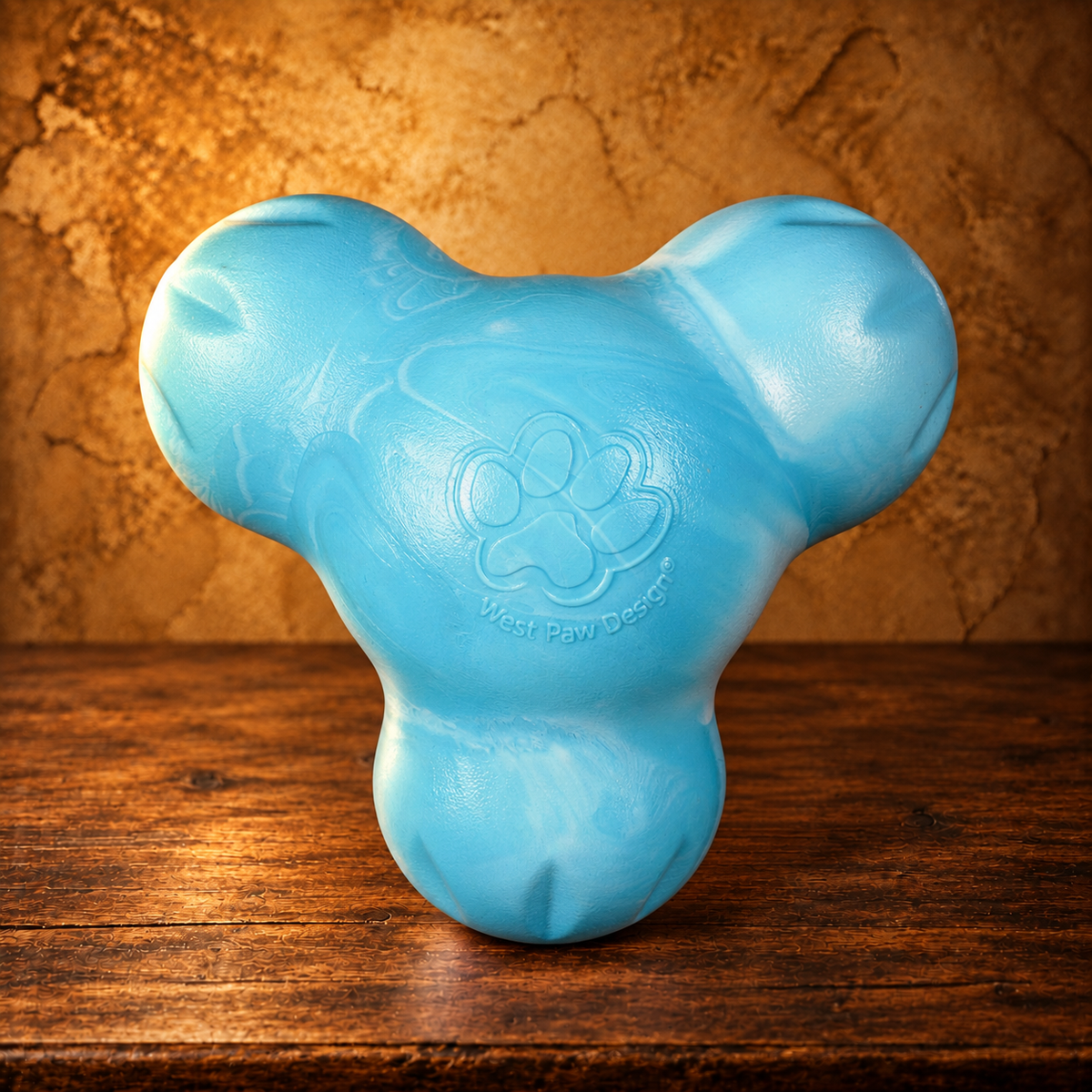 West Paw Tux Treat Toy — Aqua Swirl — antique display