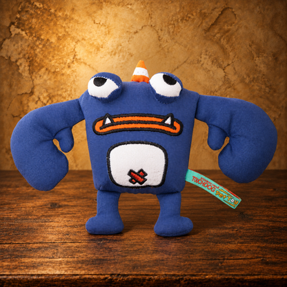 Touchdog Wing-Armed Monster Plush Toy — Dark Blue — antique display