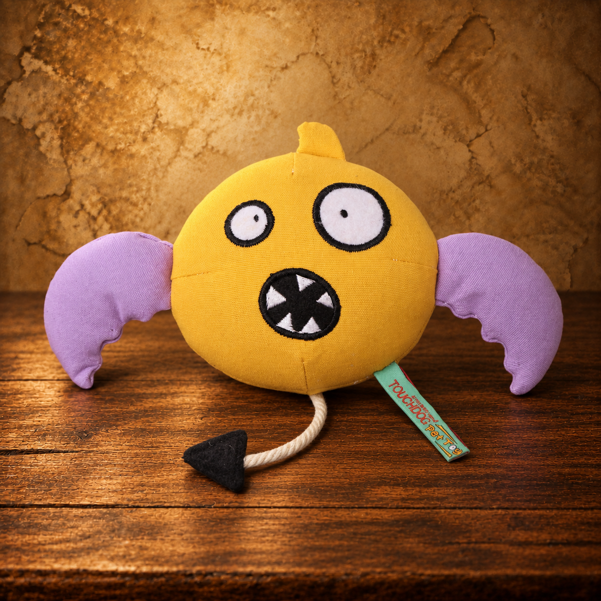 Touchdog Winged Monster Plush Toy — Yellow — antique display