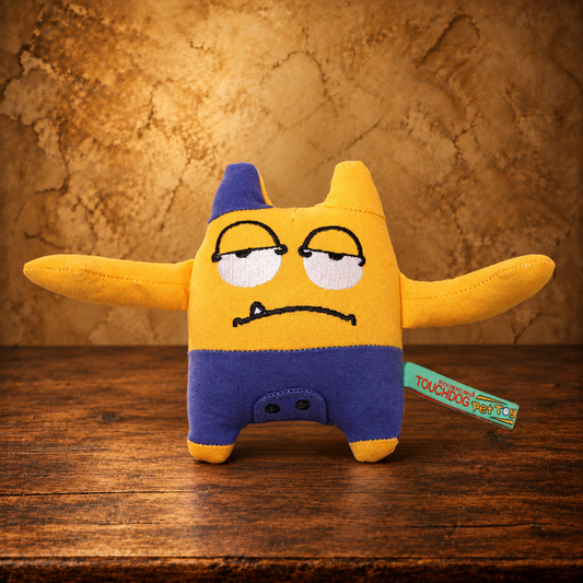 Touchdog Sleepy Monster Plush Toy — Yellow — antique display
