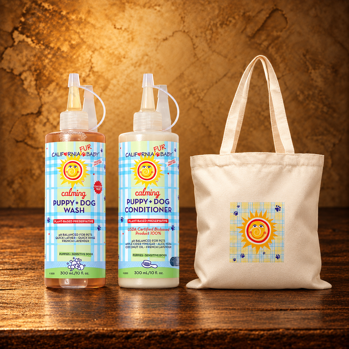 Calming Puppy & Dog Wash and Conditioner Set — antique display