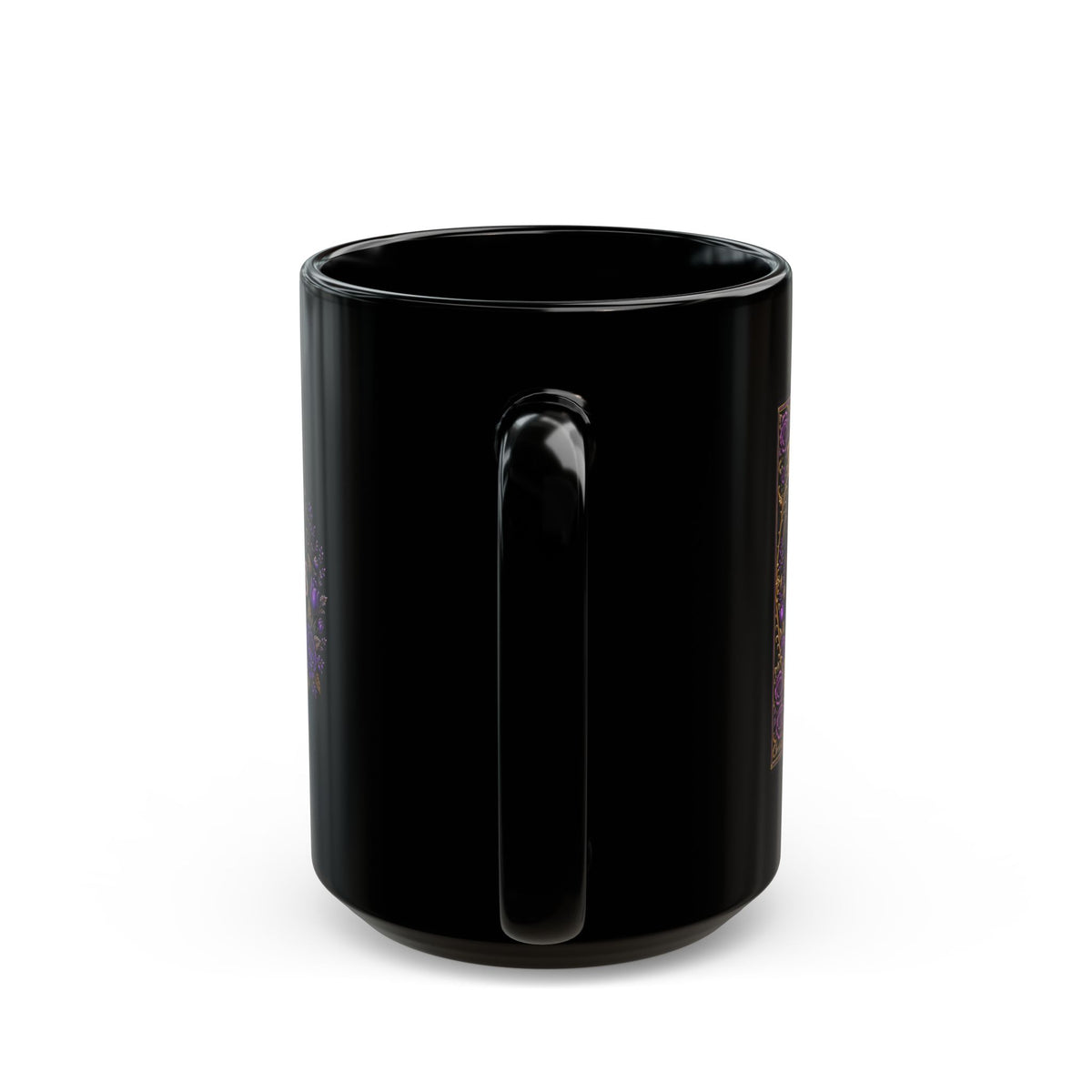 The Widow — Purple Stay Curious Black Mug, 15oz