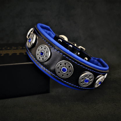 The Bijou — Black & Blue Leather Collar