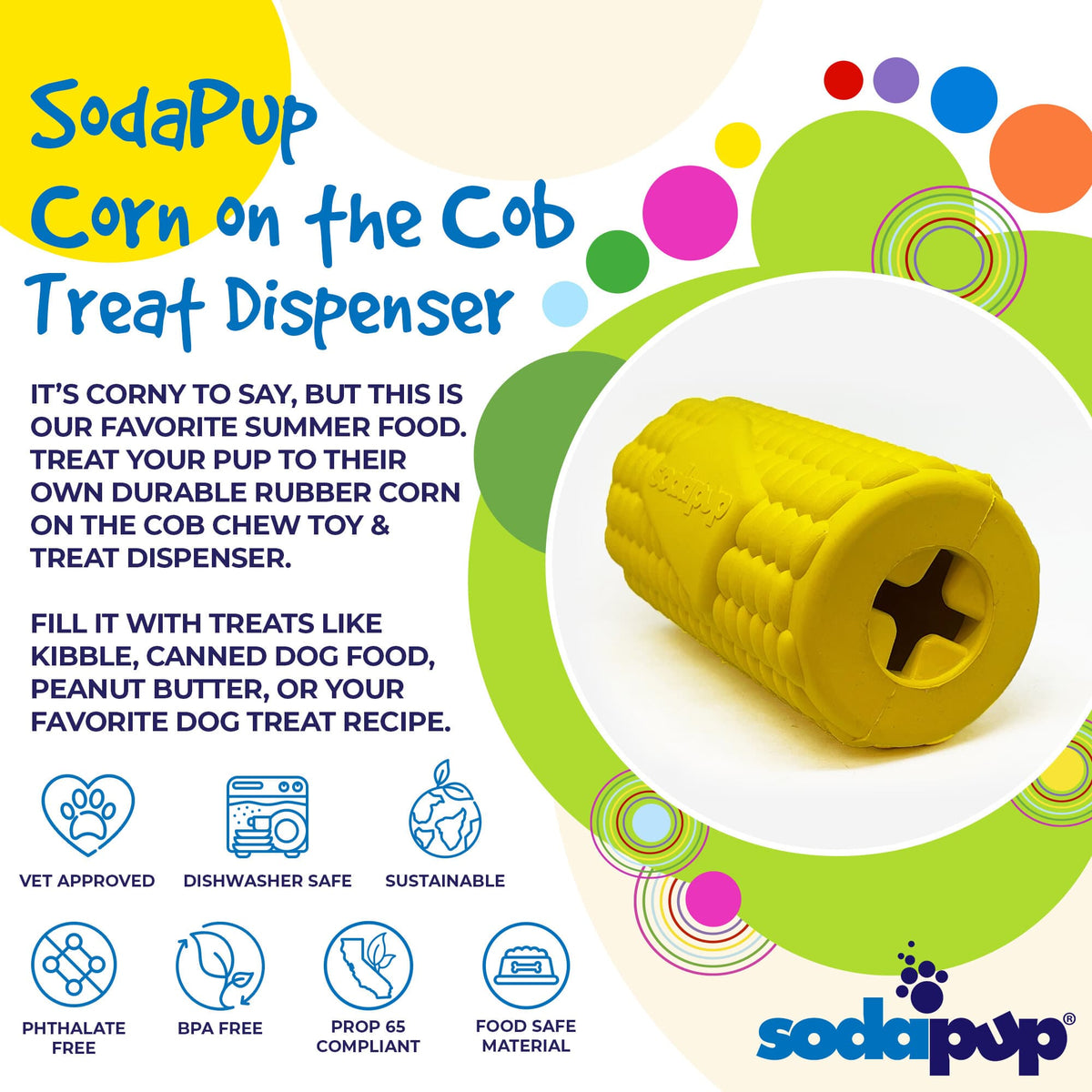 Corn on the Cob Dog Treat Toy