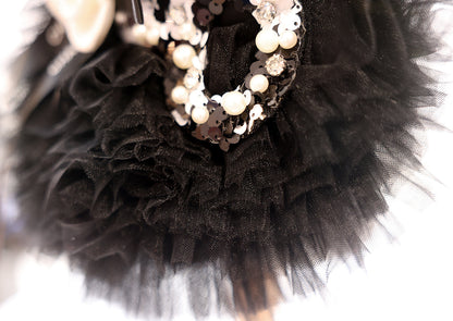 Black Pearl Dog Dress with Tulle Skirt