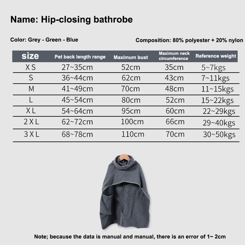 Adjustable Pet Drying Bathrobe