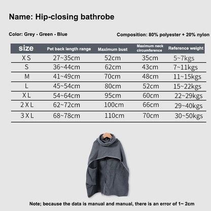 Adjustable Pet Drying Bathrobe
