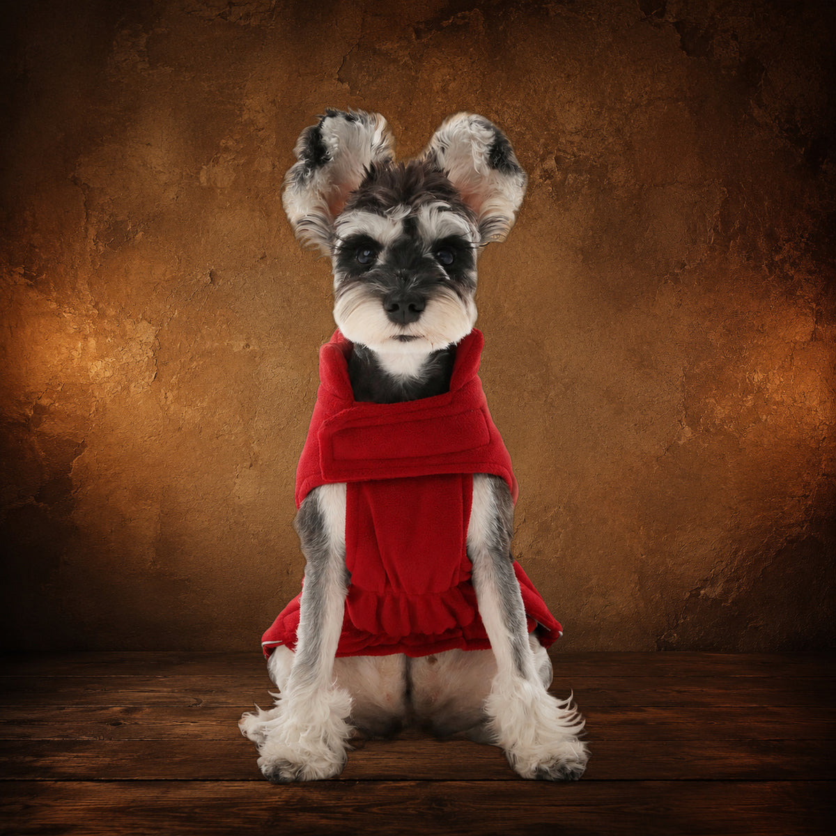 The Scarlet Rambler Reversible Dog Vest on an antique Pate’s Pugorium backdrop