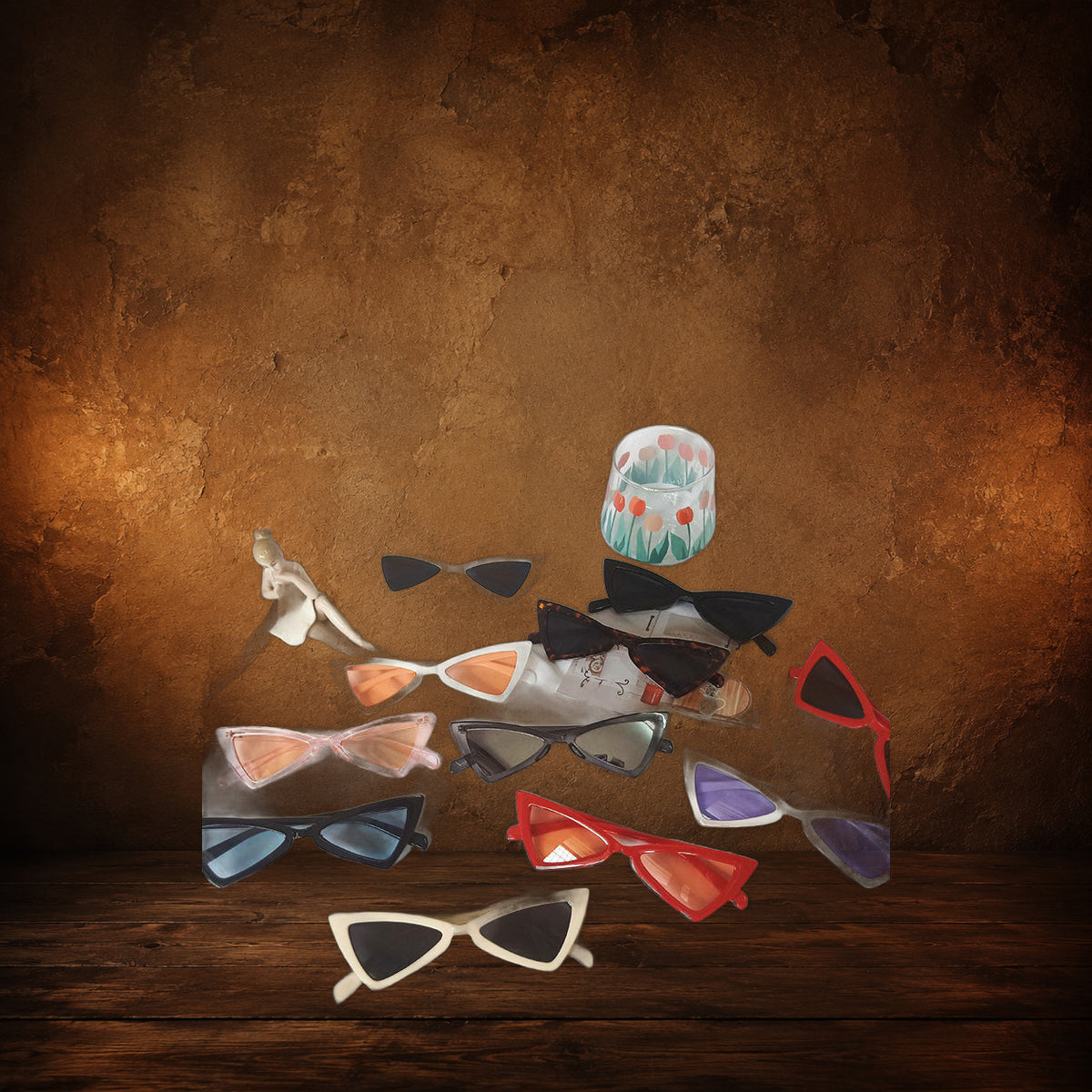 The Incognito Pug Shades on an antique Pate’s Pugorium backdrop