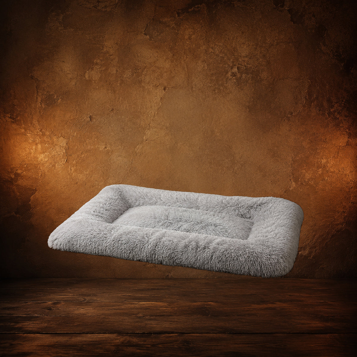 The Commoner’s Nest — Plush Pet Sofa on an antique Pate’s Pugorium backdrop