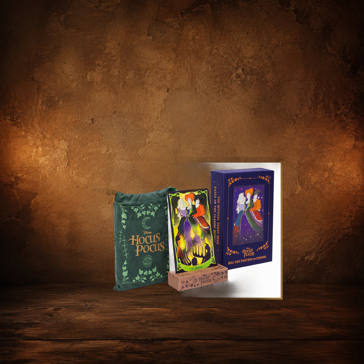 Hocus Pocus — Mega Tarot & Guidebook on an antique Pate’s Pugorium backdrop