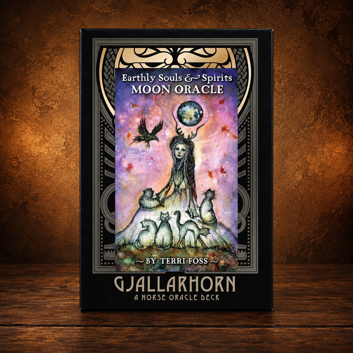 Earthly Souls and Spirits Moon Oracle on an antique wood background