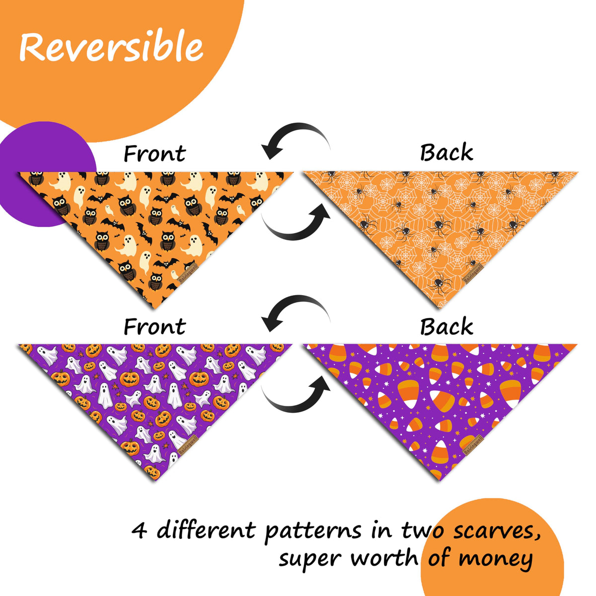 Raisingwell Halloween Dog Bandana — Large