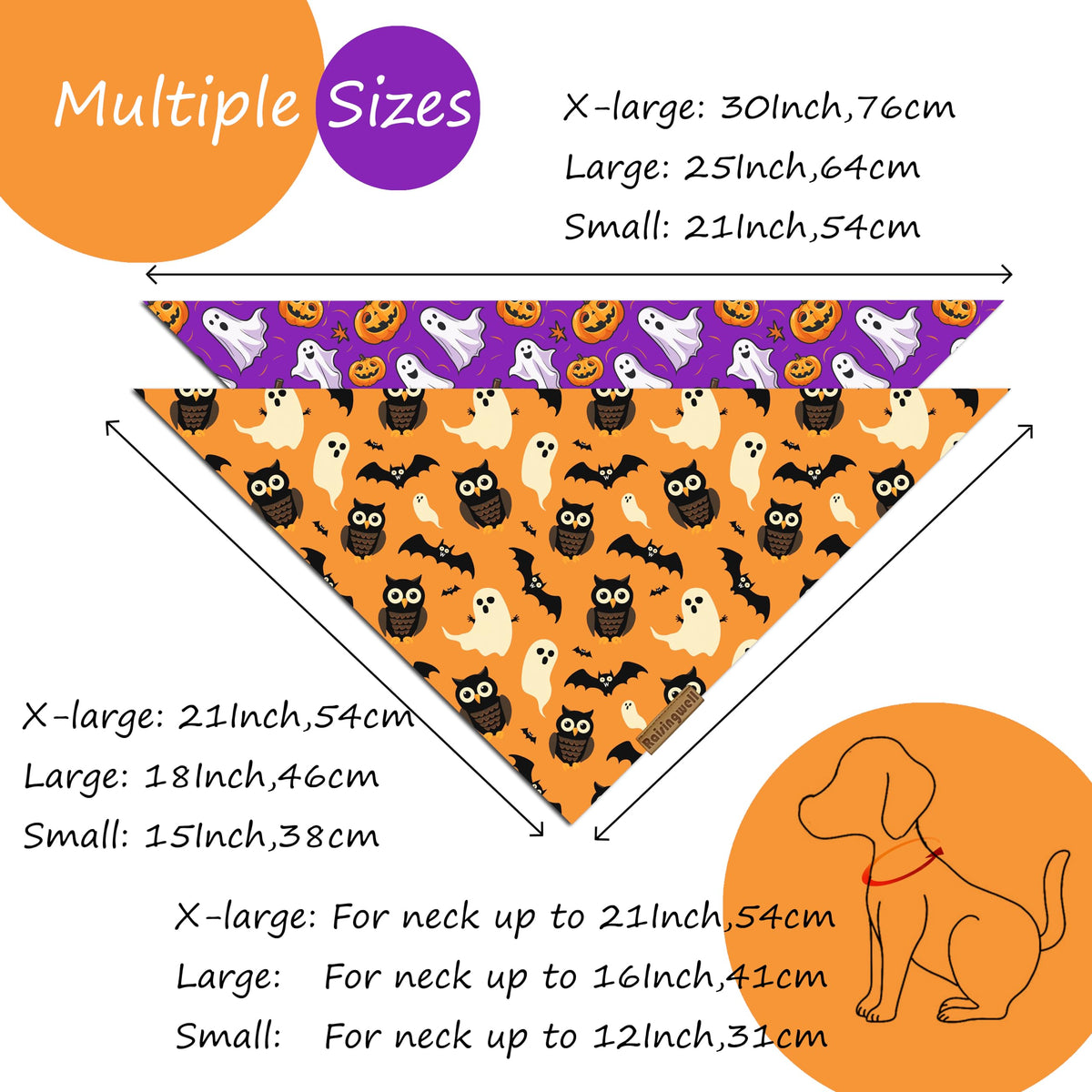 Raisingwell Halloween Dog Bandana — Large