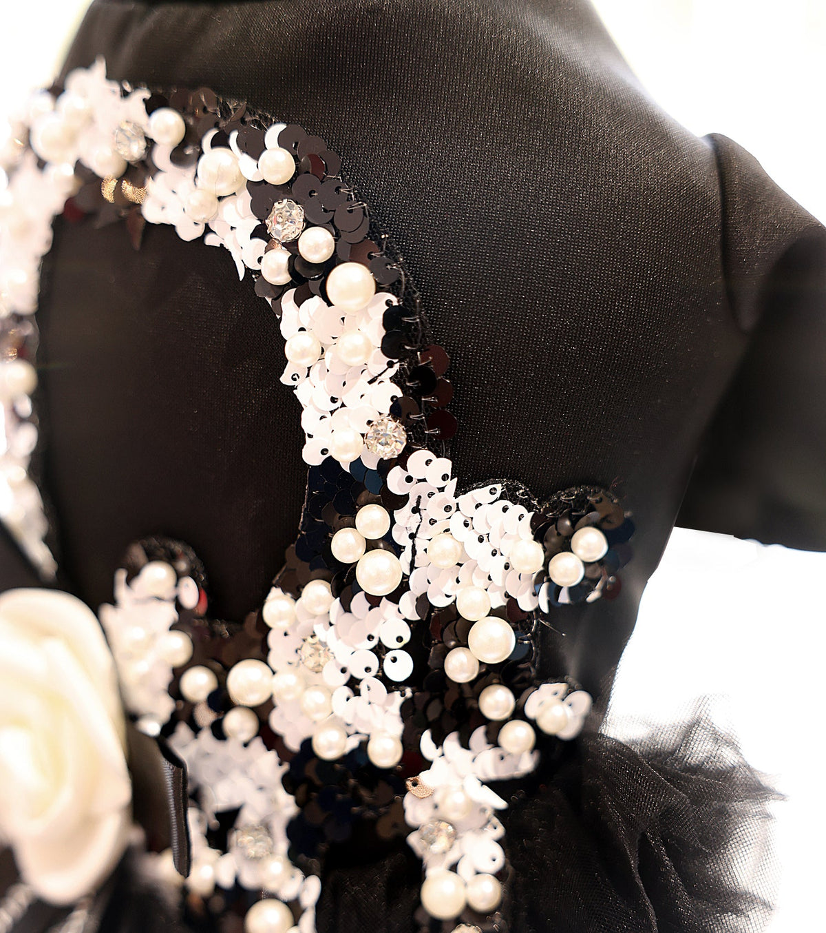 Black Pearl Dog Dress with Tulle Skirt