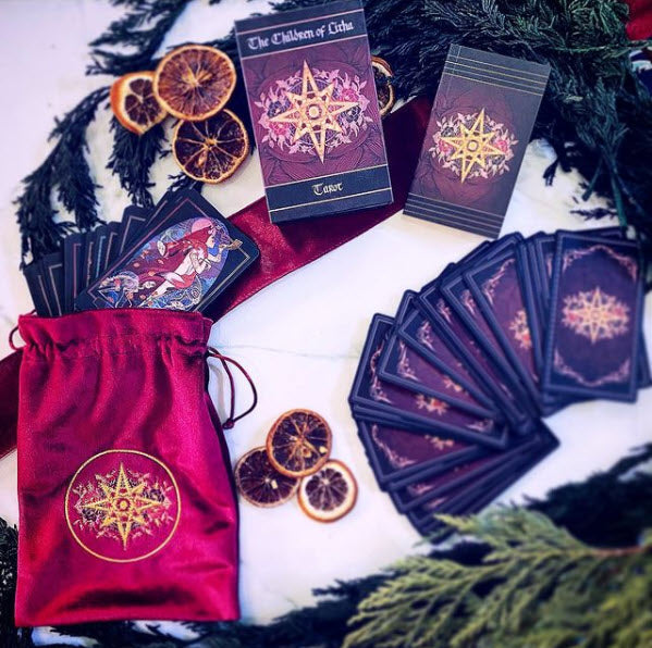 Children of Litha — Black Tarot & Book Set