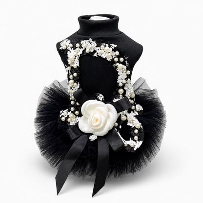 Black Pearl Dog Dress with Tulle Skirt
