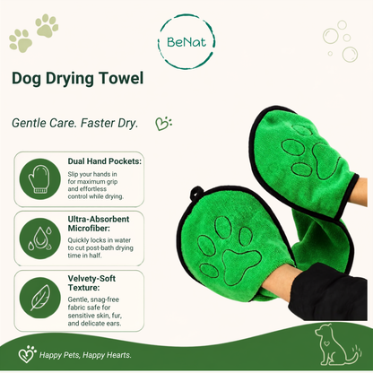 BeNat Double-Pocket Dog Bath Towel