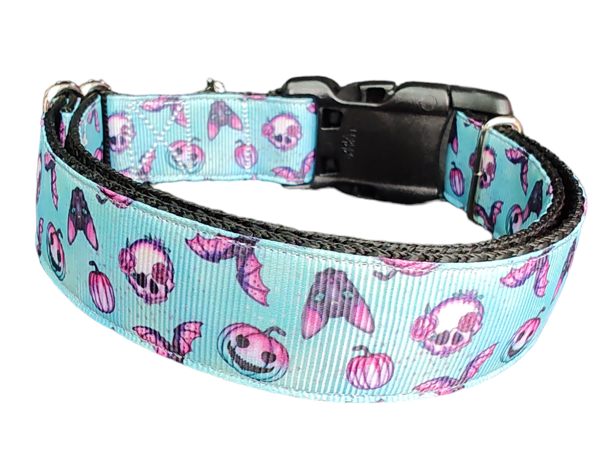 Blue Spooky Season Nylon Dog Collar