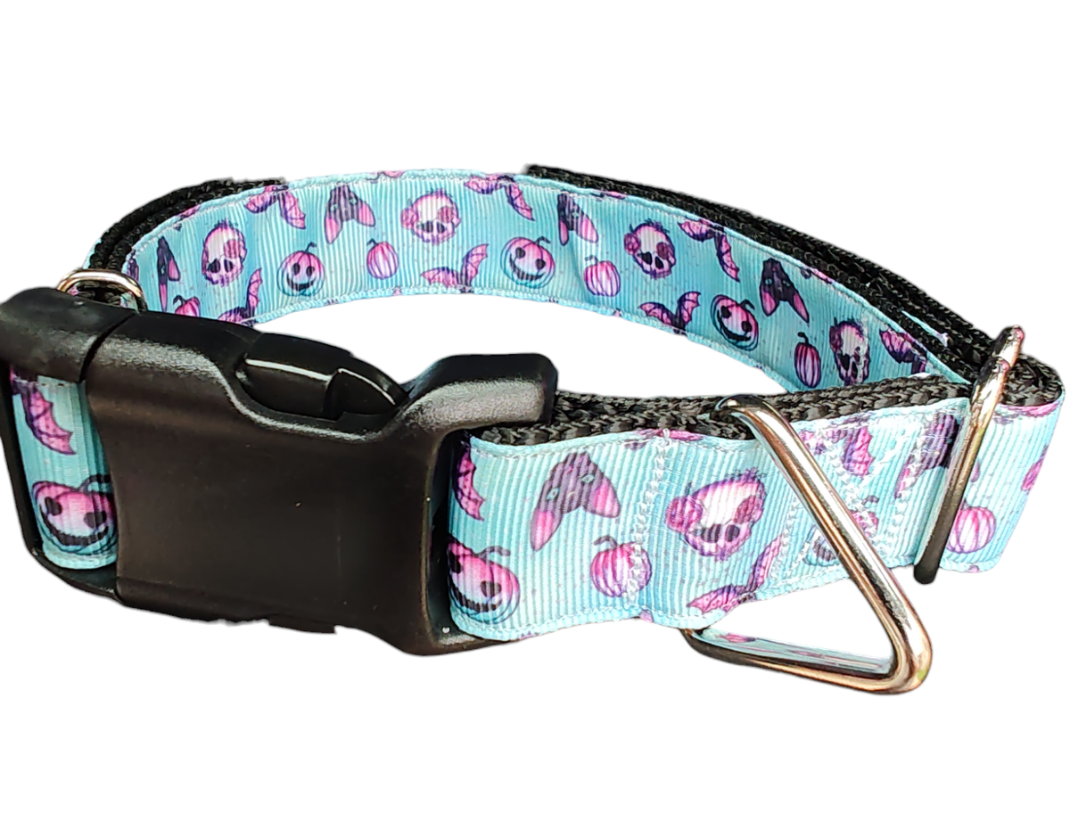 Blue Spooky Season Nylon Dog Collar