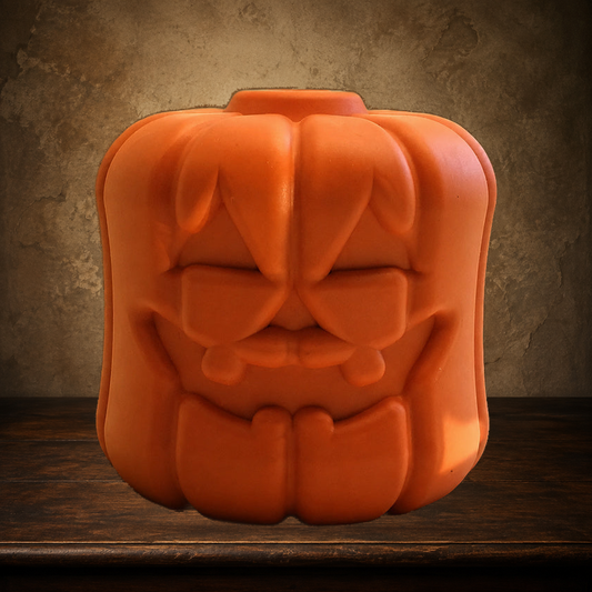 The Jack-o'-Gnawtern — Halloween Treat Toy displayed on the approved antique plaster and walnut table