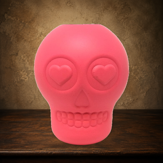 Pretty in Peril — Sugar Skull Treat Toy on the approved antique plaster and walnut backdrop