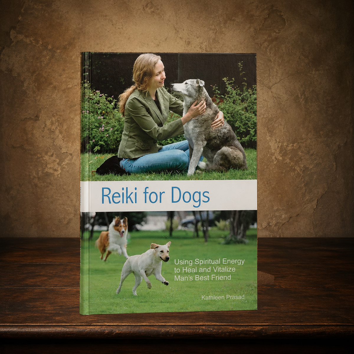 The Quiet Paw — Reiki for Dogs displayed on the approved antique plaster and walnut table