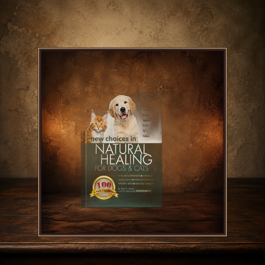 The Holistic Familiar — Natural Healing for Dogs & Cats displayed on the approved antique plaster and walnut table