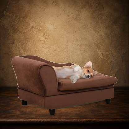 The Secret Compartment Settee — Storage Pet Bed on the approved antique plaster and walnut backdrop