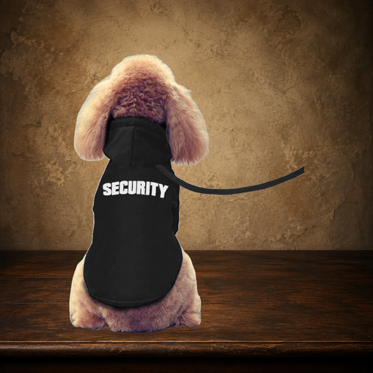 The Night Watch Security Hoodie displayed on the approved antique plaster and walnut table