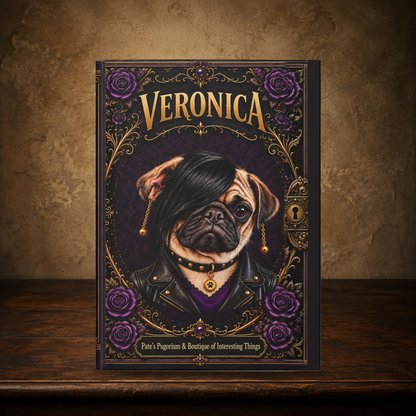 Official Veronica journal on the antique table, matching The Grim journal scale