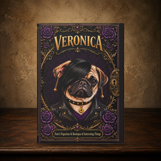 Official Veronica journal on the antique table, matching The Grim journal scale