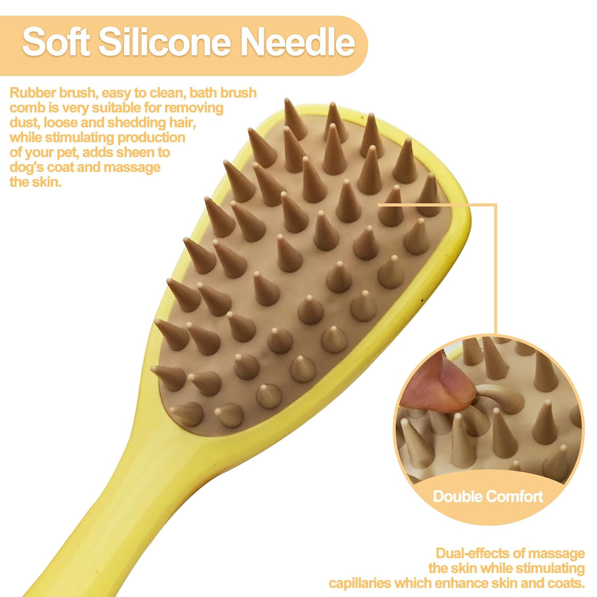 Silicone Pet Shampoo Brush with Handle
