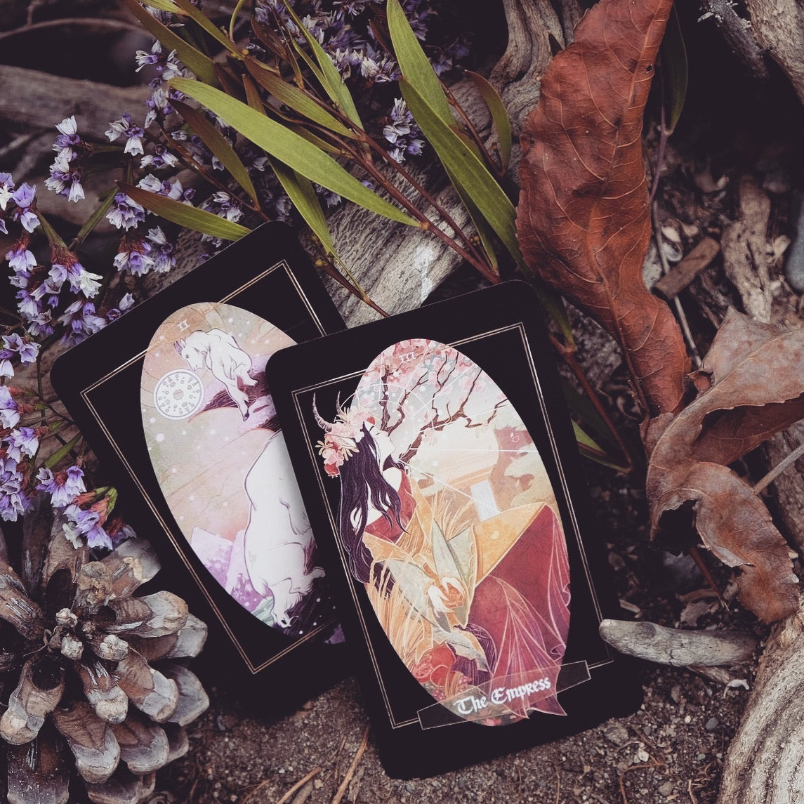 Children of Litha — Black Tarot & Book Set