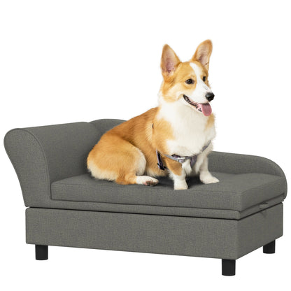 Gray Modern Drawing-Room Divan with a dog seated on the cushion