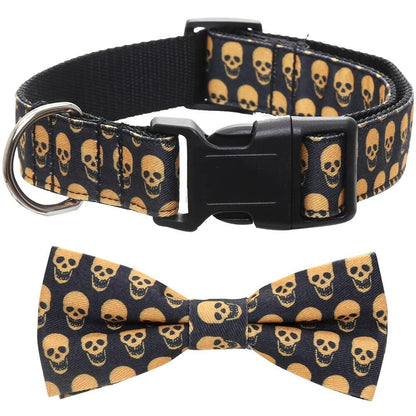 Lamphyface Halloween Dog Collar with Bow Tie