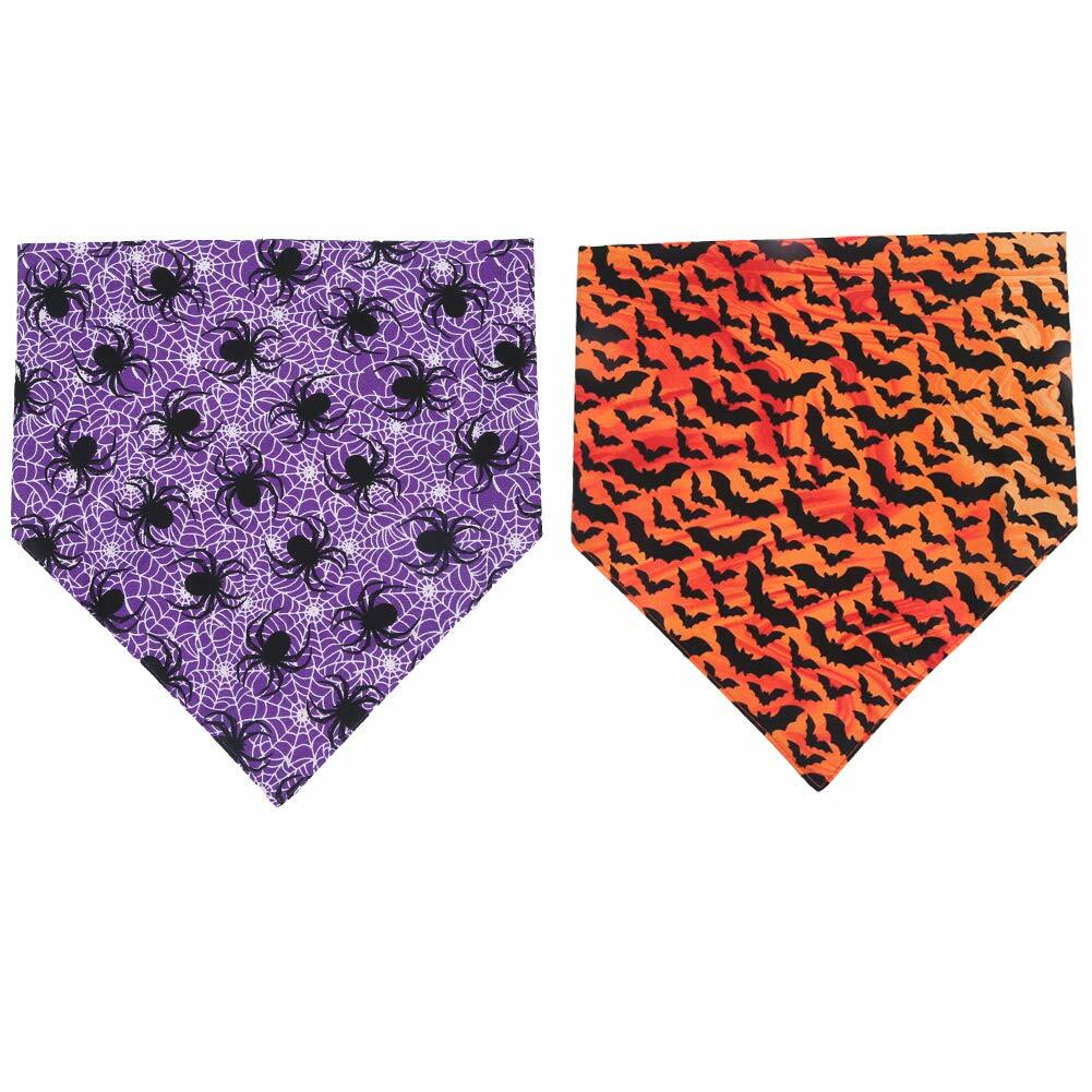 KZHAREEN Reversible Halloween Dog Bandanas — 2 Pack
