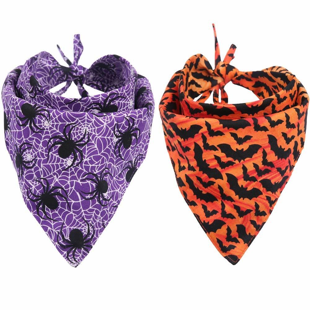 KZHAREEN Reversible Halloween Dog Bandanas — 2 Pack