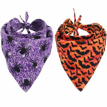 KZHAREEN Reversible Halloween Dog Bandanas — 2 Pack