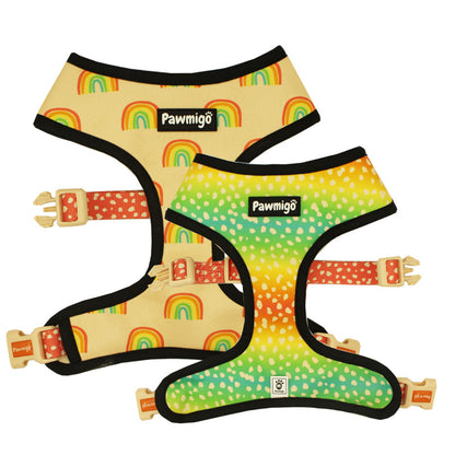 Rainbow Procession reversible harness showing both print sides