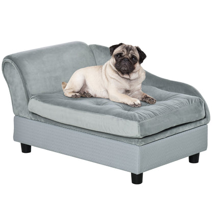 Gray Secret Compartment Settee with a pug for scale