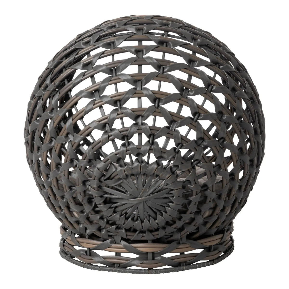 Rear view showing the circular woven pattern of the hemisphere bed